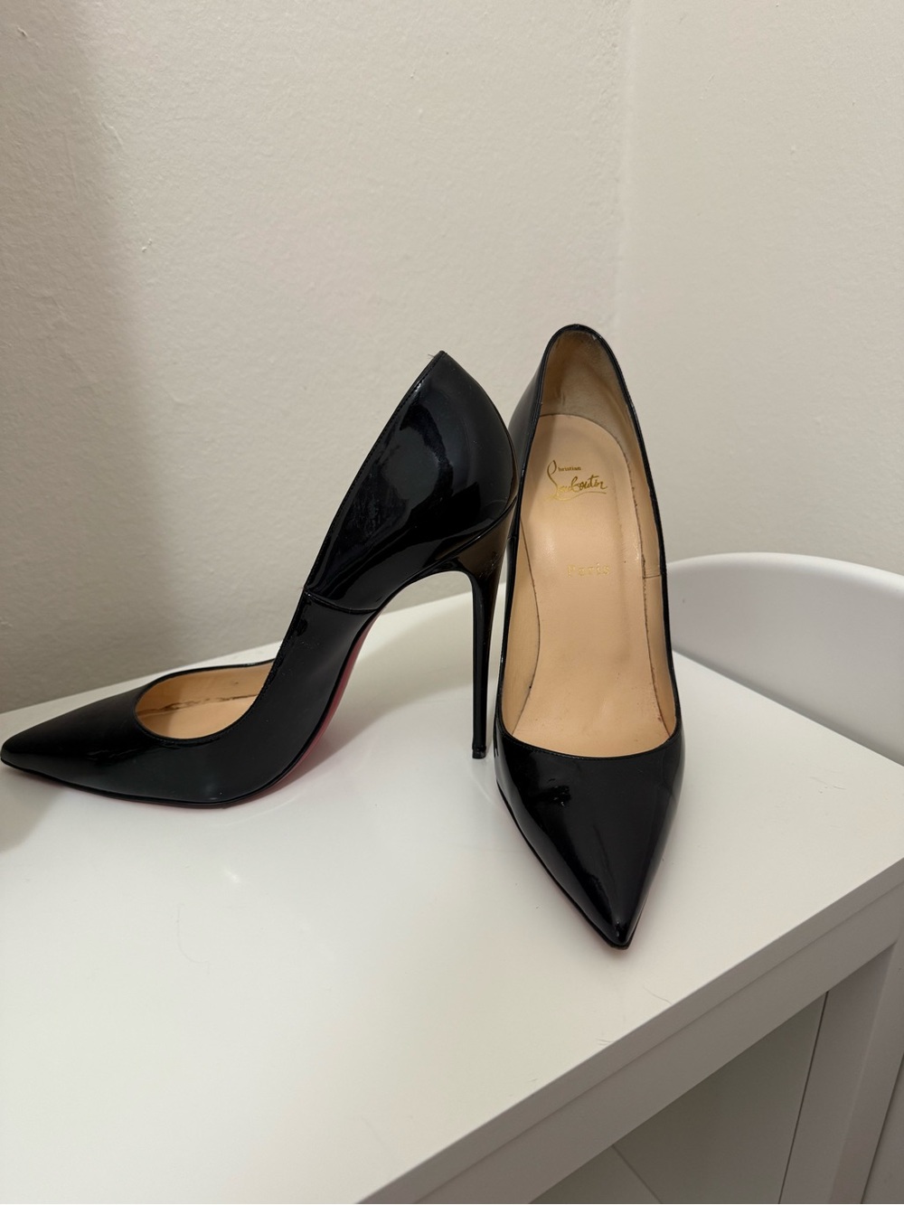 Christian Louboutin Black Patent Pointed-Toe Stiletto Pumps